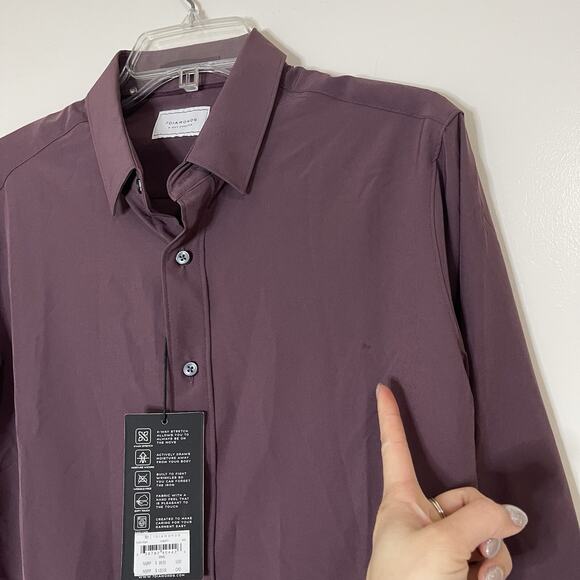 NEW 7 Diamonds 4 way stretch long sleeve button down men shirt purple Small - Picture 4 of 7